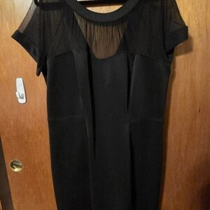 Enfocus Studio Black Midi Dress with Sheer Mesh Yoke